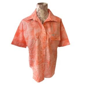 Cabrais Coral Floral Button Up Short Sleeve Shirt Size 12 Cruise clothes